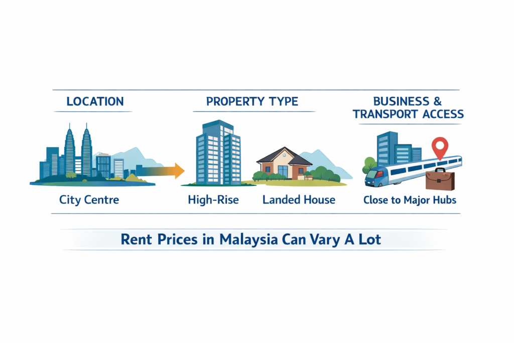 Malaysia rent prices by city, property type, and transport access, showing what affects rental value across markets.
